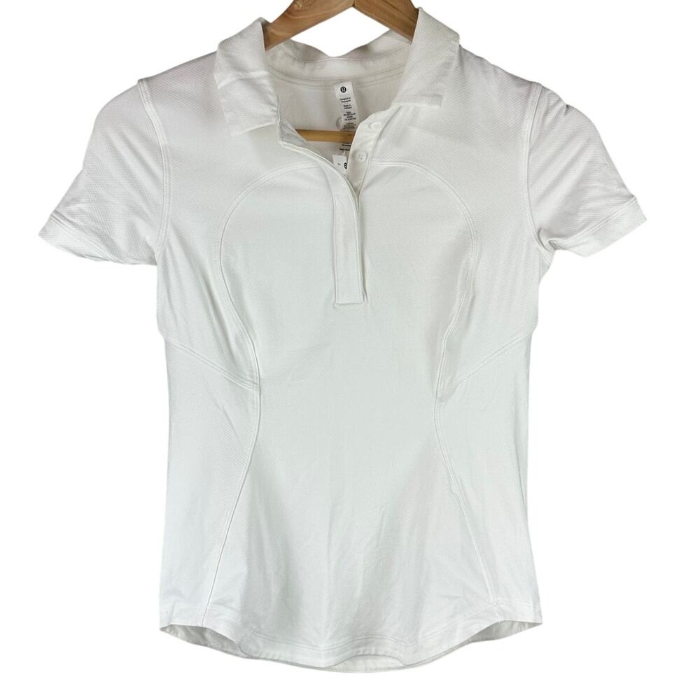 lululemon athletica White Short-Sleeve Polo Top